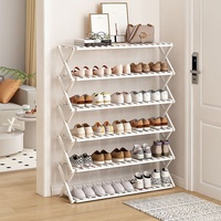 Meuble à chaussures simple et sans installation pour la maison, étagère à chaussures à 6 niveaux, organisateur de rangement pliable en bambou pour couloirs