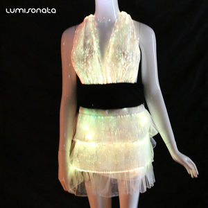 Rave trajes de fibra óptica luminosa iluminado caliente árabe <span class=keywords><strong>sexy</strong></span> desgaste de la danza - Product Image 6