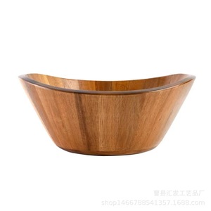 Acacia Wood Salad Bowl <b>Large</b> Solid Wood Handmade Kitchen Tableware For Home Use - Product Image 5