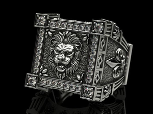 Youranwish — bague en alliage de diamant, bijoux européen et américain du moyen-orient, en forme de tête de lion exagéré, vintage - Product Image 2