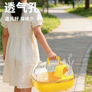Double Layer Hamster Cage With Cat Head Transparent Oval Plastic Carrier For Outdoor Use Golden Hamster Home - Product Image 3