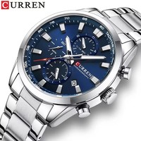 Jam Tangan Quartz Sport Kasual Curren 8445 untuk Pria, Jam Tangan Mewah Merk Ternama, Jam Tangan Pria Fashion, Reloj Chronograph