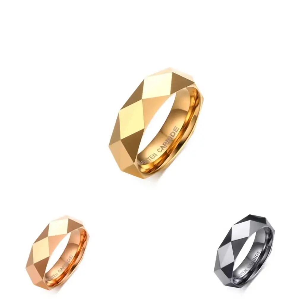Groothandel Multidimensionale 6Mm Premier Wolfraamcarbide Sieraden Ring Diamant Vorm Ringen Wolfraamcarbide Gefacetteerde Ring Voor Mannen