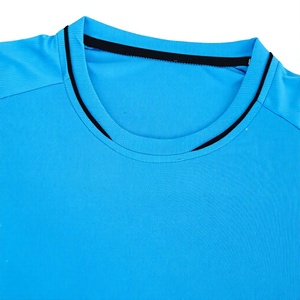 Conjunto de Camiseta de Fútbol Azul para Hombre, Manga Corta, Transpirable, de Poliéster, Cuello Redondo, Pantalones Cortos con Cintura Elástica, Talla Grande - Product Image 3