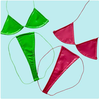 Fabrication OEM de Gros Ensemble Deux Pièces en Polyester Haut de Bikini Tenue de Danseuse pour Femmes Pantalon Taille Basse en Latex Sexy Vêtements de Scène Exotiques