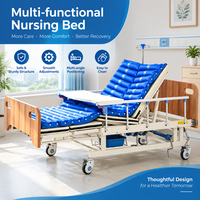 Lit médical à quatre manivelles manuelles, avec sommier incurvé et panneaux de tête et de pieds en bois pour le contrôle de la posture, pour usage quotidien en milieu de soins à domicile