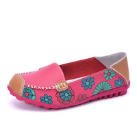 Nouvelles Ballerines d'Automne pour Femmes en Cuir Véritable, Mocassins Imprimés à Enfiler, Loafers Tendance pour Mamans, Stock Direct Transfrontalier