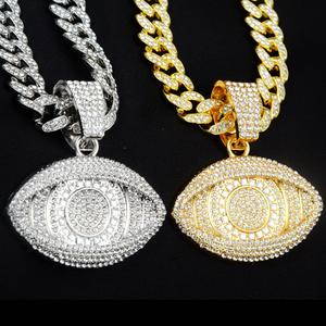 Collier pendentif <span class=keywords><strong>de</strong></span> mode "Oeil <span class=keywords><strong>de</strong></span> Dieu" incrusté <span class=keywords><strong>de</strong></span> diamants, collier cubain avec pendentif <span class=keywords><strong>de</strong></span> bijoux <span class=keywords><strong>de</strong></span> mode hip-hop exquis - Product Image 1