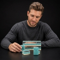 Jeu de Mahjong en Acrylique Scintillant Effet Pailleté, Tuiles Teal Superposées Modernes, Portable pour Jeu en Famille, Fête, Cadeau, Vente en Gros, Logo Personnalisé