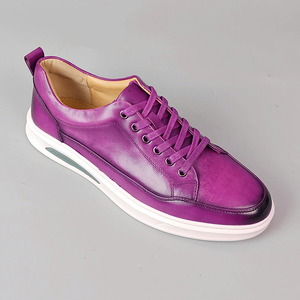 Chaussures de marche basses en cuir véritable marron, à lacets, confortables, avec logo imprimé en 3D pour un usage quotidien - Product Image 3