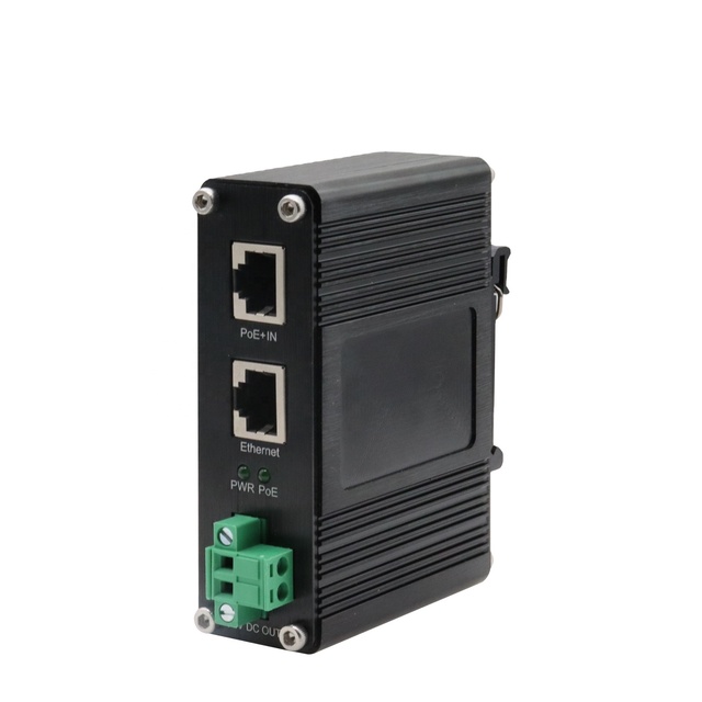 Rugged Industrial PoE Splitter -40°C to 80°C 24V 20W Output with Terminal Block for Outdoor & Factory Use