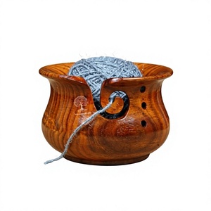 AZ ENTERPRISES AZE-WYB020 Bol à fil en bois, design simple, portable pour le tricot à la main, utilisation pratique, couleur naturelle, couvercle, épaisseur 5 mm - Product Image 3