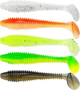 20 piezas/bolsa 4.5cm 5.5cm 6.5cm 7.5cm Set de Señuelos Blandos Multicolor, Señuelos de Pesca con Cola en T y Cola de Paleta, Señuelo Biónico Tipo Gusano Swimbait - Product Image 1
