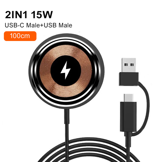 2 in 1 USB Type C Magnetic Wireless Charger for iPhone 17 16 15 14 13 12 11 Pro Max Samsung Wireless Charging Pad Mag Charger