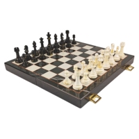 Échiquier en bois pliable en marbre pour enfants de luxe fait à la main-Jeu de société portable de grande taille et de haute qualité