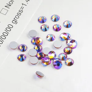 Lt.Amethyst Ab Crystal Rhinestone Glue On Non Hotfix Rhinestones Customized Logo Sticker SS10 SS16 SS20 Crystal Flat Back