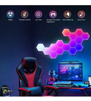 Lumières de jeu hexagonales USB DC5V RGBIC avec télécommande d'application et synchronisation de musique Panneaux muraux RVB assemblés pour salle de jeux
