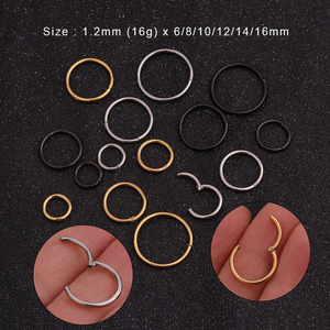 YW 16G completamente de acero inoxidable nariz anillo pendientes pequeño cartílago clic aro con bisagras segmento <span class=keywords><strong>orbital</strong></span> hélice <span class=keywords><strong>Piercing</strong></span> joyería - Product Image 1