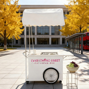 Custom Electric Ice Cream Fast Food Push Vending Fiberglass Freezer Mobile Italian Gelato Trolley Cart 36V Lithium Battery - Product Image 5