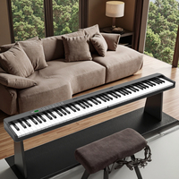 Piano numérique 88 touches au design tendance, sensible au toucher, pliable, avec éclairage LED, style piano droit, vente en gros d'usine