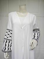 Sharut Turquie Kimono Modeste Robe Musulmane Femme Manches Brodées Crêpe Palestine Kefiyyeh Dubaï Abaya Palestinienne 2025