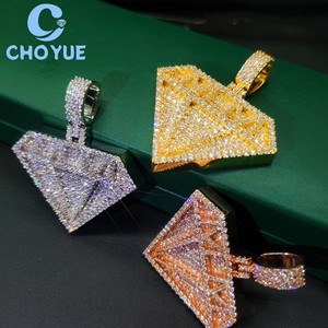 Nuevo Collar con Colgante de Plata 925 con Incrustaciones de Diamantes en Forma de Diamante, Moissanita VVS para Hombre, Estilo Hip Hop, Pasa la Prueba del Diamante con Certificado GRA - Product Image 4