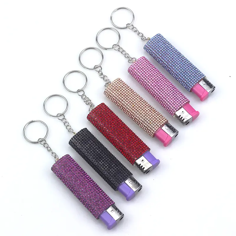 2023 New Product Key Chain Bling Lighter Spray Defense Keychain for Woman