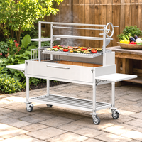 Barbecue au charbon de bois en acier inoxydable de qualité supérieure avec chariot, grills Asado et kit barbecue haut de gamme pour usage commercial