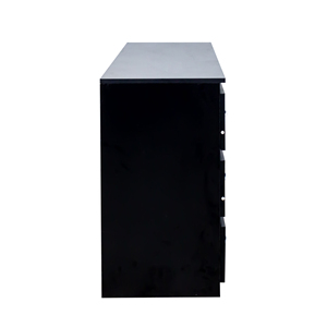 Modern Black Wood Side <b>Cabinet</b> with 6 Drawers Metal Handles Adjustable Height Storage Organizer for Hotel Living Room Bedroom - Product Image 5
