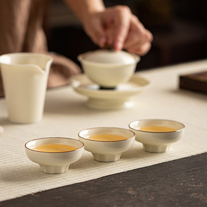 Taza Luohan de cerámica blanca Ding Ware, taza maestra de porcelana de estilo retro para degustación de té, uso doméstico - Product Image 4