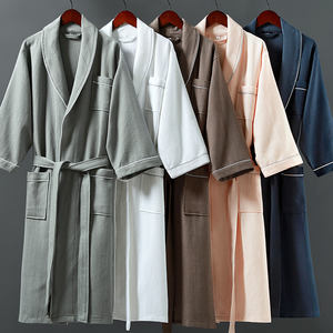 Gaun Mandi Waffle Weave Hotel Modern Solid 100% Katun Organik Gaun Mandi Wanita Logo Dapat Disesuaikan - Product Image 2