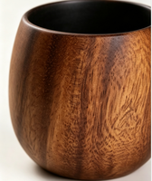 Tasses à whisky en bois massif artisanales, grande capacité, design minimaliste nordique, écologiques, pour café, vin et thé