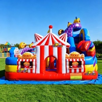 Kastil Lompat Tiup Komersial PVC OEM Circus, Rumah Lompat Tiup untuk Anak-anak, Sewa Acara Taman Bermain