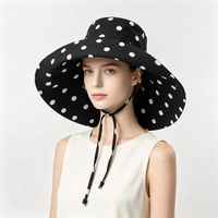 Nouvelle Arrivée 2026 – Chapeau Bob en Coton à Pois Personnalisé à Large Bord, Tendance Extérieur, Protection Solaire Respirante, Chapeau de Plage avec Sangles