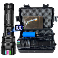 Lampe torche tactique laser blanche ultra-lumineuse 30W, longue portée, zoom réglable, rechargeable, pour aventures en plein air, camping, lampe torche LED