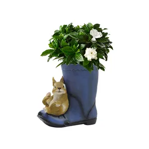 Handgemaakte Tuin Bloempot Hyperrealistische Konijnenhars, Schattige Konijnenhars Cowboylaars Vaas Planter Decoratie