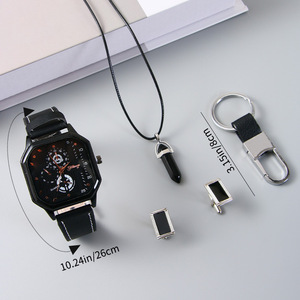 Set de Regalo Empresarial: Reloj, Collar, Llavero, Gemelos, Set de 5 Piezas, Regalos de San Valentín y Graduación para Él - Product Image 1