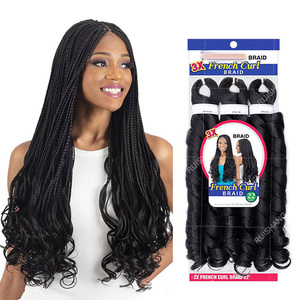 Giá Tốt Nhất 3x Pháp Curl Bện Afro 22Inch 280G Yaki Nhãn Hiệu Riêng Logo Pháp Curl Tóc Số Lượng Lớn Gói - Product Image 1