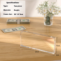 Cadre photo magnétique Vitrine pour argent/monnaie/billets de banque Porte-billets en acrylique avec découpe personnalisée en plastique Cadre photo