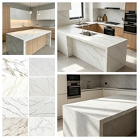 Dalle de quartz artificiel Calacatta blanc à faible teneur en silice 1600*3200mm, dalle de quartz technique pour plan de travail de cuisine et plan de travail