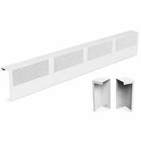 Cache-radiateur réglable en acier galvanisé de 1,2 m, blanc, résistant à la rouille, avec embouts gauche et droit pour chauffage hydronique