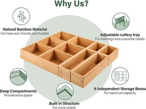 Multi-functional Kitchen <b>Drawer</b> Organizer Bamboo <b>Drawer</b> Organizer Set for Silverware Flatware Kitchen Utensils and Office - Product Image 2