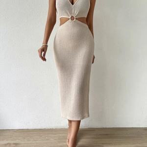 Vestido Halter Pop-up al por mayor, sexy, sin cintura, sin espalda, ajustado, estilo Hot Girl, con cadera definida - Product Image 2