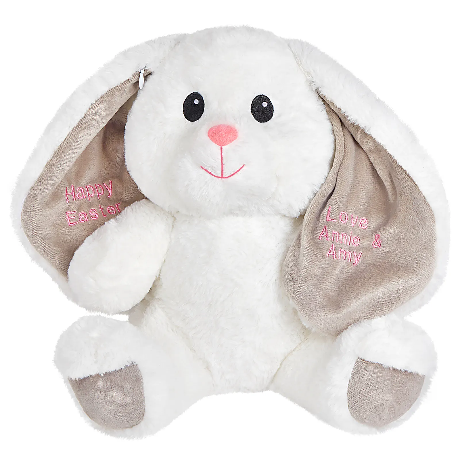Custom Plush Rabbit Doll Embroidered Name Easter Bunny Toy Personalized Stuffed Animal Soft on Big Ears for Gifts