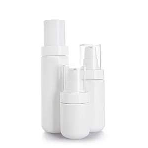 Embalagem garrafa de skincare com bomba branca pet, garrafa de recipientes cosméticos de 30ml, 50ml, 80ml, 100ml, 120ml