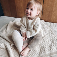 Couverture pour bébé en tricot de pur coton 100% pour nouveau-né personnalisée enfant en bas âge
