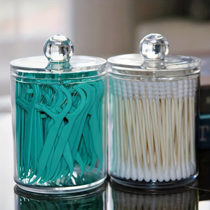 Lot de pots de rangement modernes en plastique transparent Triko pour accessoires de salle de bain (bâtonnets de coton, <span class=keywords><strong>fil</strong></span> <span class=keywords><strong>dentaire</strong></span>, élastiques pour <span class=keywords><strong>cheveux</strong></span>) - Product Image 2
