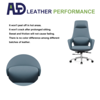 Chaise de bureau de direction en cuir de luxe à dossier haut, ergonomique, pivotante, avec base en aluminium