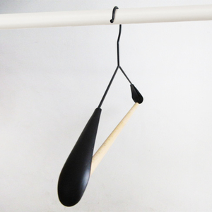 Smooth Black Flat Heavy Duty Household Coat Jacket Display Coating Finish Metal/Wood Garment <b>Hanger</b> - Product Image 2