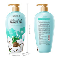 Gel Douche Coco SADOER 1000ml Nettoyage en Profondeur Lissant Rafraîchissant Parfum Sucré Longue Durée pour Femme Format Familial